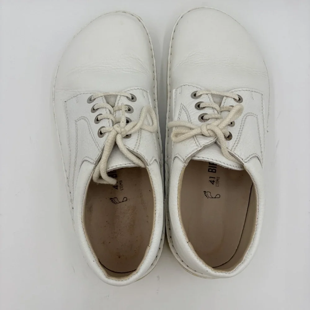 BIRKENSTOCK White Leather Lace-up Shoes Oxfords Germany Womens Size 10 Mens 8